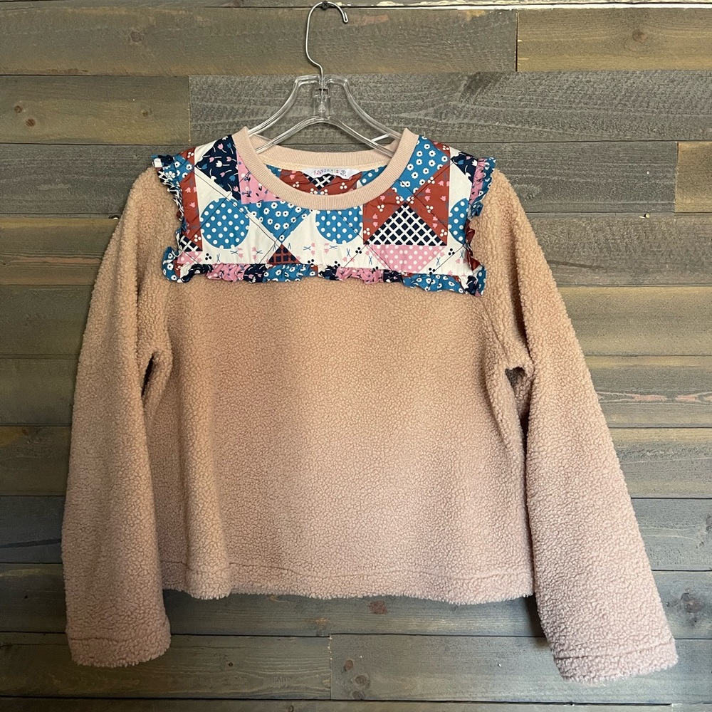 Cozy Tan Patchwork Sweater